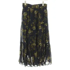 スローブ イエナ SLOBE IENA  21AW レーヨンジョーゼットフラワースカート フレア ロング マキシ 花柄 ネイビー 21060912429030 /KU