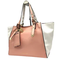 美品 サマンサタバサ Samantha Thavasa トートバッグ 2トーン ピンク×ホワイト 白 レザー ハート金具 リボンチャーム付き S66