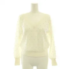 ダイアグラム グレースコンチネンタル Diagram GRACE CONTINENTAL 20SS チュールニットトップ Vネック 長袖 ドット柄 シアー 36 白 ホワイト 0320143157 /YT