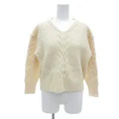 グリーンレーベルリラクシング ユナイテッドアローズ green label relaxing HAMILONSCアランVネックニット セーター 長袖 Vネック ケーブル編み アイボリー /IU