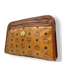 【美品】エムシーエム MCM ヴィセトス クラッチバッグ セカンドバッグ ポーチ モノグラム レザー キャメル ブラウン ゴールド金具 ロゴプレート ビンテージ クラシック エレガント 旅行 お出かけ 鞄 カバン ユニセックス メンズ レディース s99