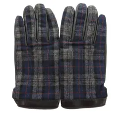 ポールスミス PAUL SMITH チェック柄 手袋 ツイード ラムレザー 黒系 /UO