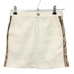 【美品】ムータマリン スカート アイボリー×ベージュ サイドベロア切替 ストレッチ  レディース 1(S) ゴルフウェア muta
