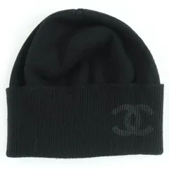 美品☆CHANEL シャネル AA9335 カシミヤ100％ ココマーク ビーニー ニットキャップ 帽子 ブラック イタリア製 正規品 レディース