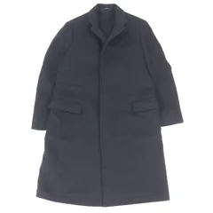 極美品□HERMES エルメス カシミヤ100％ フライフロント 比翼 ロングコート チェスターコート ネイビー 46 イタリア製 メンズオススメ◎