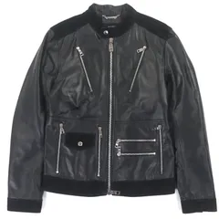 極美品▼DOLCE&GABBANA ドルチェ＆ガッバーナ 牛革 羊革 黒タグ シングル オールレザージャケット ライダースジャケット ブラック 46 イタリア製 正規品 メンズ