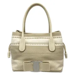FERRAGAMO/SalvatoreFerragamo(サルバトーレフェラガモ) トートバッグ ヴァラ アイボリー×ベージュ リボン レザー