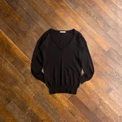 10s LOWRYS FARM V-Neck Knit / Basic Office Casual Clean Japanese Real Clothes Black Size M