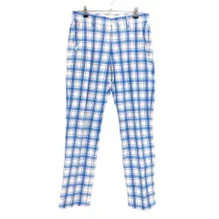 【美品】アディダス パンツ 白×ブルー チェック  メンズ 79 ゴルフウェア adidas