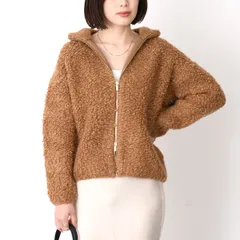 Max Mara Studio マックスマーラ ステゥディオ トップス OGGETTI ブークレ ハイネックジップ カーディガン 6346062600 レディース ブラウン アルパカ ニット タートル ファスナー開閉 秋冬 防寒のサムネイル