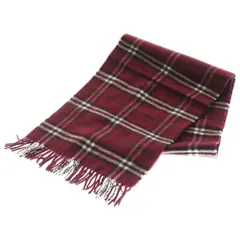 BURBERRY LONDON (バーバリーロンドン) ノバチェック フリンジマフラー ボルドー ウール