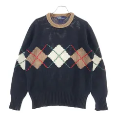 POLO RALPH LAUREN (ポロラルフローレン) 90s ARGYLE COTTON KNIT SWEATER アーガイル ニットセーター ブラック