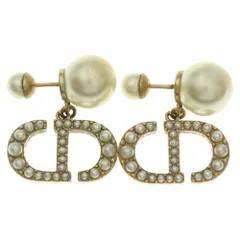 DIOR (ディオール) CDロゴ パールピアス ゴールド×ホワイト GP