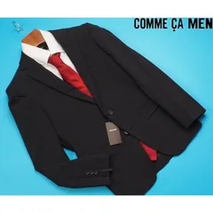 新品定価5万円 COMME CA MEN コムサメン ポリエステルストレッチカラーストライプジャケットM黒(05) 04GF07