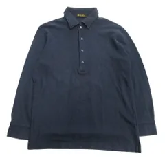 良品 Loro Piana ロロピアーナ ロング ポロシャツ カットソー 長袖 無地 L ネイビー メンズ 古着 中古 USED