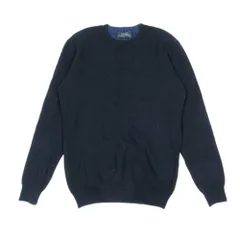 美品 NANO UNIVERSE ナノ・ユニバース 長袖 ニット セーター コットンシルケット 鹿の子 クルーネック プルオーバー トップス S 黒 メンズ 古着 中古 USED