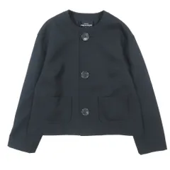 美品 tricot COMME des GARCONS トリココムデギャルソン ウール ノーカラージャケット スタンドカラー 水玉 総裏地 ブラック M レディース 古着 中古 USED