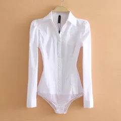裾が出ない ボディシャツ 着くずれない 即購入OK ブラウス レディース 長袖 半袖 動きやすい ボディースーツ オールインワン型 シャツ きれいめ 上品 通勤 オフィス 仕事 事務服 白 黒 水色 ホワイト ブラック ブルー binbinj04