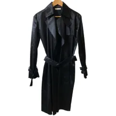 良品 CELINE セリーヌ フィービー期 コットンシルク カットオフ トレンチコート サイズ38 ブラック レディース 古着 中古 USED