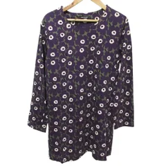 美品 Marimekko マリメッコ TARIA ウニッコ プリント ロングカットソー チュニック S パープル レディース 古着 中古 USED