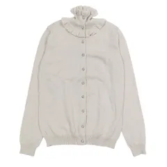 良品 blugirl ブルーガール ブルマリン ウール フリルカラー 長袖 ニット カーディガン ハイネック ビジューボタン トップス  ピンク レディース 古着 中古 USED