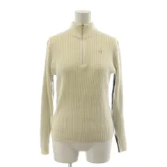 ルコックスポルティフ le coq sportif ニット セーター 長袖 ハーフジップ ウール M 白 ホワイト 黒 ブラック ロゴ刺繍 /RR