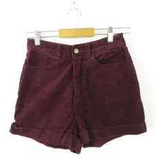 ウィゴー WEGO コーデュロイハイウエストショートパンツ 赤紫 M *A447
