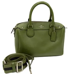 美品◇COACH 2way ハンドバッグ ショルダー付き ミニサッチェル F11808 クロスボディバッグ モスグリーン レザー レディース