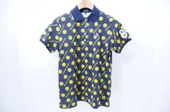 中古 レディース パーリーゲイツ PEARLY GATES 半袖ポロシャツ 1(M) 紺×黄 ネイビー ニコちゃん