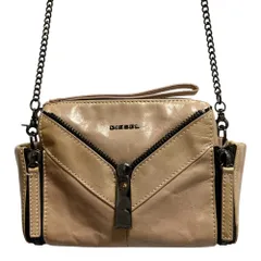 DIESEL ディーゼル レザー ジップデザイン 2WAY チェーンショルダーバッグ ベージュ レディース 古着 中古 USED