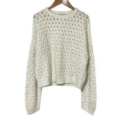 美品 BEAUTY&YOUTH UNITED ARROWS ビューティー&ユース ユナイテッドアローズ アンゴラミックス透かし編み ケーブルニット ホワイト レディース 古着 中古 USED