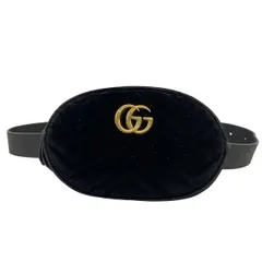 GUCCI(グッチ) ウエストポーチ GGマーモント 476434 黒 レザー