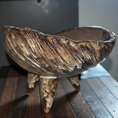 某有名オークション購入 時代物 刷毛 明治時代 大正時代 足付き皿 陶芸 水盤 花入 インテリア 骨董