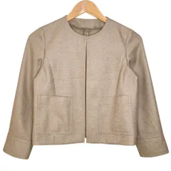 美品 ANAYI アナイ ノーカラージャケット サイズ36 ブラウン レディース 古着 中古 USED