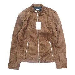 ブースト BOOST ベロア風 シングル ライダースジャケット ジップアップ 長袖 アウター ブラウン M メンズ