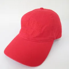 美品 GANNI ガニー ロゴ刺繍 ベースボールキャップ 帽子 レッド レディース 古着 中古 USED