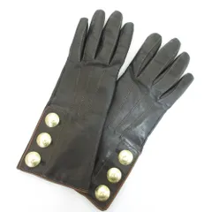 良品 COACH コーチ カシミヤライニング 金釦 レザーグローブ 手袋 6 1/2 ブラウン レディース 古着 中古 USED