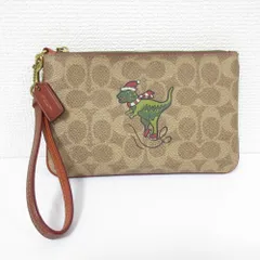 良品 COACH コーチ シグネチャー コーテッド キャンバス スキー レキシー スモール リストレット ポーチ C0586B ブラウン レディース 古着 中古 USED