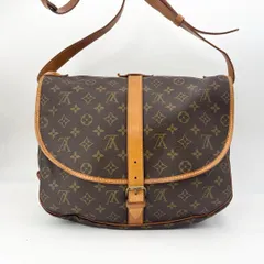 ルイヴィトンM42254 モノグラム ソミュール35 ショルダーバッグ メッセンジャーバッグ 鞄 肩掛け PVC  レザー ヌメ革　通勤　通学