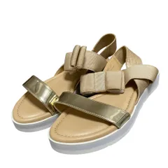 未使用 STRAWBERRY-FIELDS ストロベリーフィールズ リボンストラップ スポーツサンダル 23.5cm ベージュ ゴールド レディース 古着 中古 USED