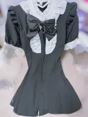 量産型地雷系 シークレットハニー ブラック フリル ラッフルセットアップ 半袖 リズリサ マズ ディアマイラブ