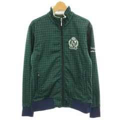 フィラ FILA GOLF ジャケット ブルゾン ゴルフウェア ギンガムチェック 裏地フリース ジップアップ M 緑 グリーン 青 ブルー /HN