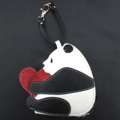 未使用 IBIZA イビザ レザー ハート パンダモチーフ コインケース キーケース おまけ チャーム付き ブラック×ホワイト レディース 古着 中古 USED