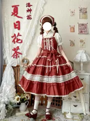 ロリータ ゴスロリ ゴシックロリータ ハロウィーン レッド ジャンパースカート / コスプレ 卒業写真