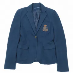 ラルフローレン RALPH LAUREN ウール テーラードジャケット ブレザー ワンポイント ワッペン 2B 総裏 センターベント 6 ネイビー/7▲B4 レディース