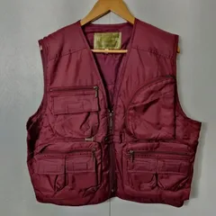 GRASSLAND グラスランド フィッシング ベスト ナイロン アウトドア 釣り マルチポケット 収納 ギミック 古着 ヴィンテージ レッド系 えんじ M B141