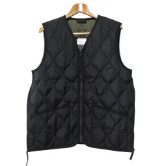 美品 TAION タイオン v neck zip vest キルティング ダウン ベスト XL ブラック メンズ 古着 中古 USED