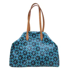 美品 Vivienne Westwood ヴィヴィアンウエストウッド ヤスミン オーブプリント PVC トートバッグ ショルダーバッグ ブルーグリーン レディース 古着 中古 USED