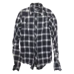 美品 BUFFALOBOBS Noir バッファローボブス チェック柄 シャツ 長袖 トップス カットソー 1 グレー ネイビー メンズ 古着 中古 USED