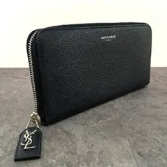 送料込み！ 極美品 SAINT LAURENT ジップウォレット ネイビー YSL 599